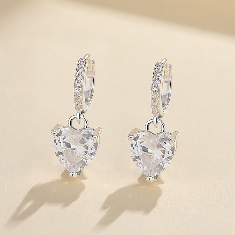 S925 Silver Heart-Shaped Zircon Earrings