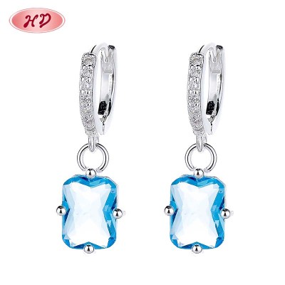 Blue Square Fashion Jewelry For Girls Vintage Hypoallergenicity 925 Sterling Silver Fashion Drop Earrings Suppliers