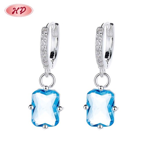 Blue Square Fashion Jewelry For Girls Vintage Hypoallergenicity 925 Sterling Silver Fashion Drop Earrings Suppliers