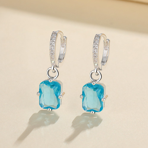 Blue Square Fashion Jewelry For Girls Vintage Hypoallergenicity 925 Sterling Silver Fashion Drop Earrings Suppliers