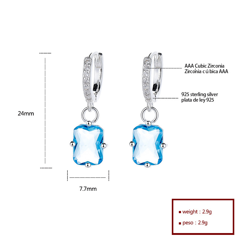 Pendientes cuadrados de moda Siren - S925