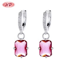 Red Square Cz Jewelry Wholesale For Women Designer 925 Silver Drop Earrings