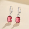 Red Square Cz Jewelry Wholesale For Women Designer 925 Silver Drop Earrings