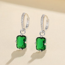 Green Sterling Silver Drop Earrings Stud Custom Made Jewelry Wholesale Square Fashion Jewelry