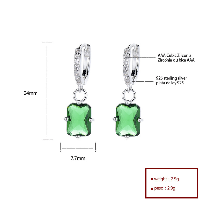 Pendientes cuadrados de moda Siren - S925