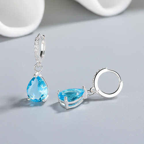 S925 Silver Drop Earrings Classic Series Water Drop Cube Zircon Women