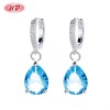 Pendientes colgantes de plata S925 con forma de corazón y circonitas de colores al por mayor de Hengdian