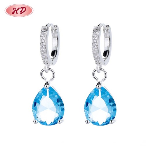 S925 Silver Drop Earrings Classic Series Water Drop Cube Zircon Women