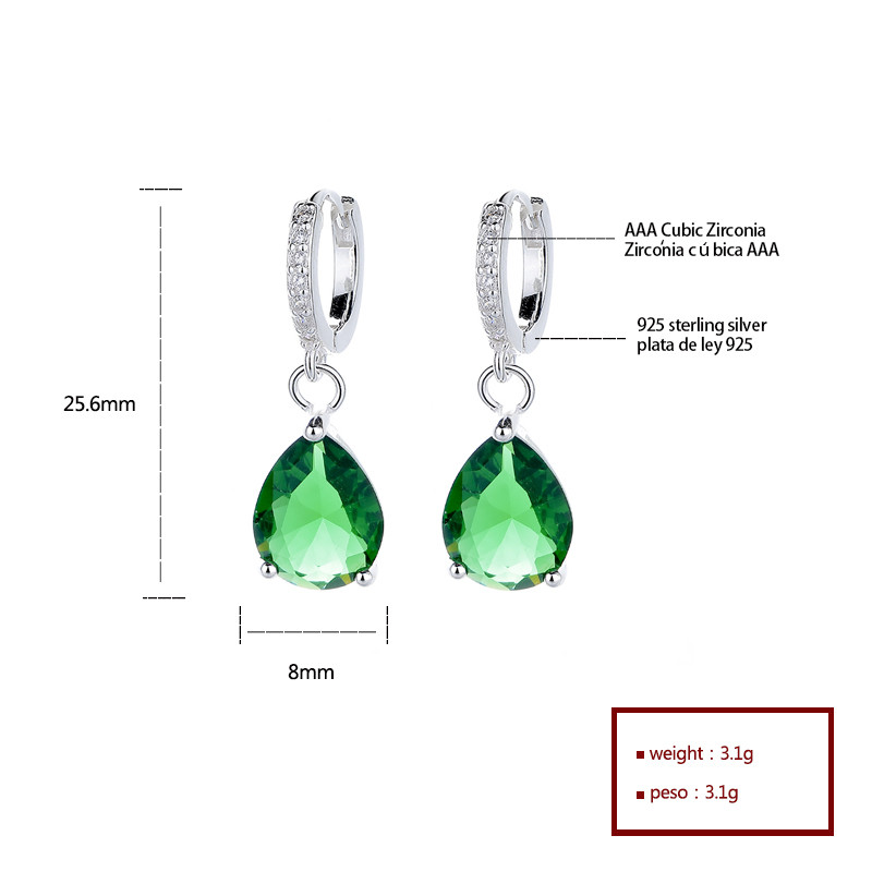 S925 Silver Classic Water Drop Zircon Earrings