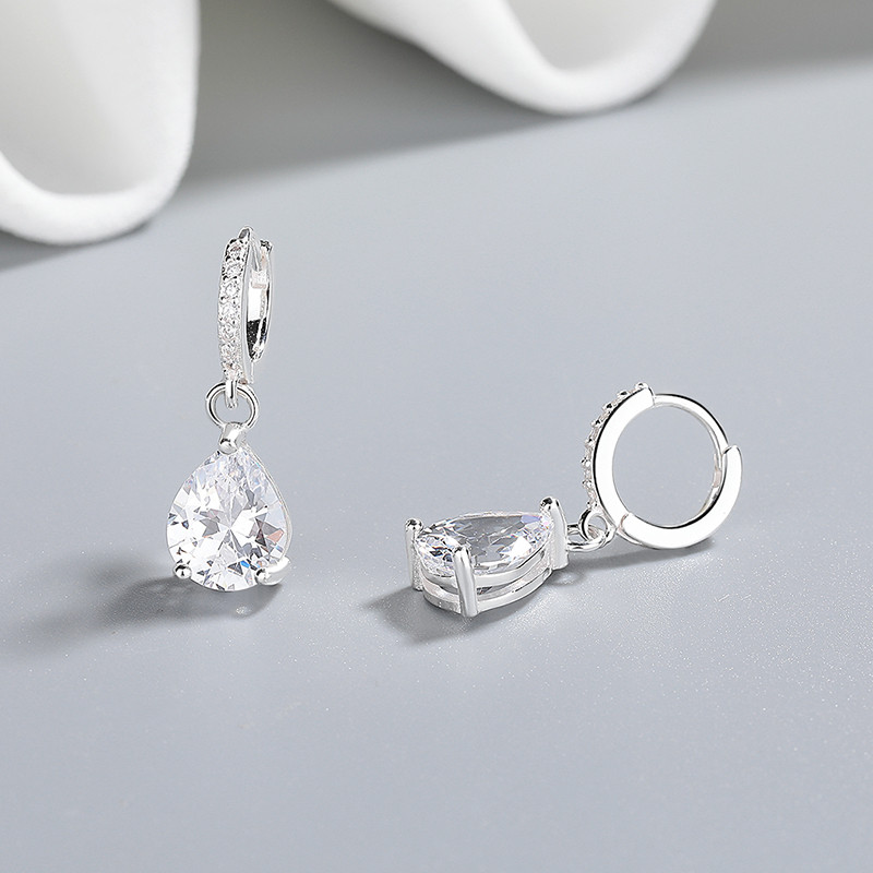 S925 Silver Classic Water Drop Zircon Earrings