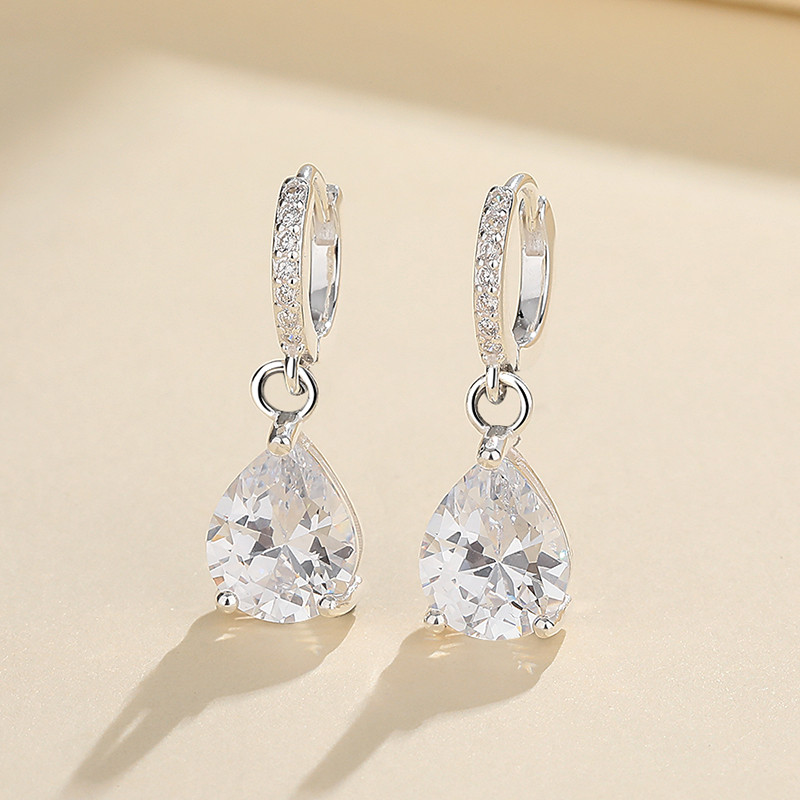 S925 Silver Classic Water Drop Zircon Earrings