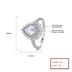 Anillo de plata S925 con circonita cúbica para anillos de joyería fina al por mayor