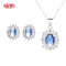 S925 Silver Jewelry Set Blue Cube Zircon Classic Style