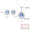 S925 Silver Jewelry Set Blue Cube Zircon Classic Style