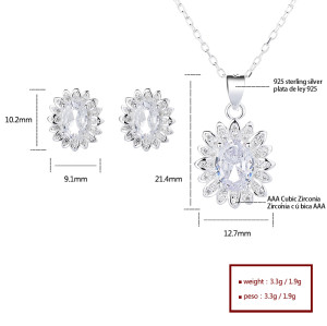 Conjunto de joyas de plata 925 con diseño de circonitas de alta calidad