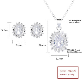 925 Silver Jewelry Set with High Quality Zircon Design