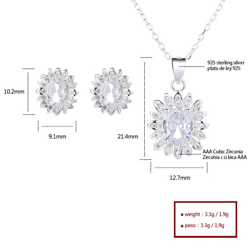 925 Silver Jewelry Set with High Quality Zircon Design