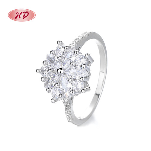 S925 Silver Jewelry Ring With Pentagonal Geometric Snowflake Design Handmade Inlaid With High-Quality Jewelry