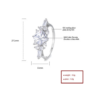 Anillo clásico de plata de ley 925 con circonita cúbica radiante para venta al por mayor, piezas elegantes, anillos de moda de plata de ley retorcida para mujeres
