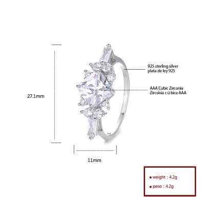 Classic 925 Sterling Silver Ring With Radiant Cubic Zirconia For Wholesale Elegant Pieces Twisted Sterling Silver Fashion Rings For Women