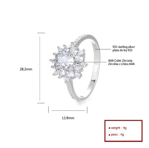 Anillo de plata de ley 925 al por mayor con hermosa circonita cúbica para joyería clásica