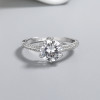 Anillo de joyería de plata 925 con diseño clásico de circonita independiente hexagonal geométrica simple y atmosférica