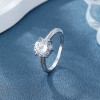 Anillo de joyería de plata 925 con diseño clásico de circonita independiente hexagonal geométrica simple y atmosférica