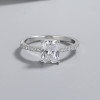 Anillo de joyería de plata 925 con diseño clásico de circonita independiente hexagonal geométrica simple y atmosférica