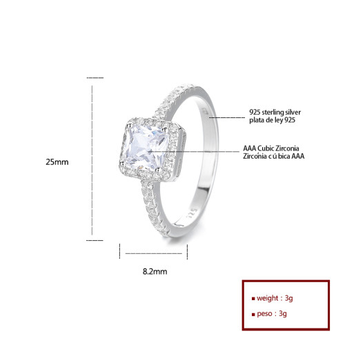 925 Sterling Silver Ring With Sparkling Cubic Zirconia For Wholesale High End Jewelry