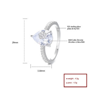 Anillo de plata de ley 925, hermosa joyería fina con circonitas cúbicas, piezas al por mayor