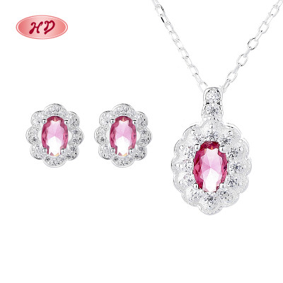 Ladies' 925 Silver Jewelry Set Independent Red Zircon Fashion Trend Gift Preferred