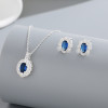 Joyería de plata 925 de lujo hecha a mano con incrustaciones de circonita azul independiente, diseño clásico elegante