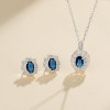 Joyería de plata 925 de lujo hecha a mano con incrustaciones de circonita azul independiente, diseño clásico elegante