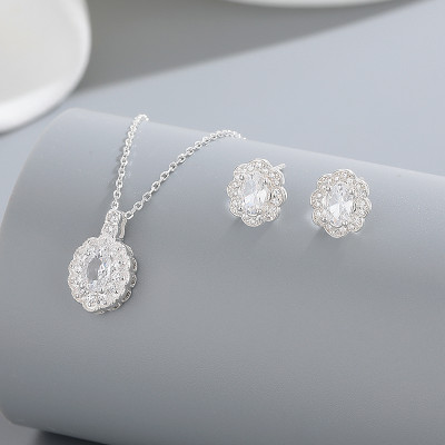 925 Silver Luxury Jewelry Set Factory Direct New Product Design Handmade Inlaid White Zircon Elegant Atmosphere