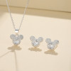 Conjunto de joyas de plata 925 con bonito oso animal, micropavimentación de circonitas, artesanía exquisita para uso diario al por mayor