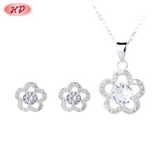 Conjunto de joyas de plata 925 para mujer con pétalos de flores ahuecados y diseño de plantas Venta directa de fábrica