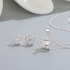 Conjunto de joyas de plata 925 para mujer con pétalos de flores ahuecados y diseño de plantas Venta directa de fábrica