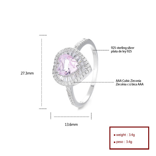 Anillo de plata de ley 925 al por mayor con circonita cúbica radiante para la colección de joyería fina