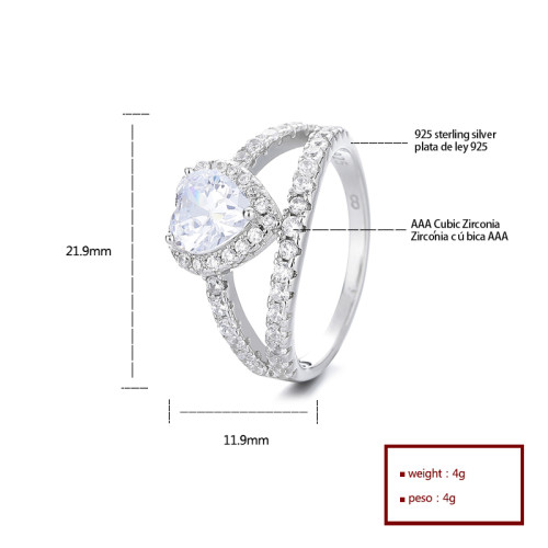 Luxury  Cubic Zirconia 925 Sterling Silver Casual Rings Wholesale High End  For Ladies Jewelry For Elegant Ring