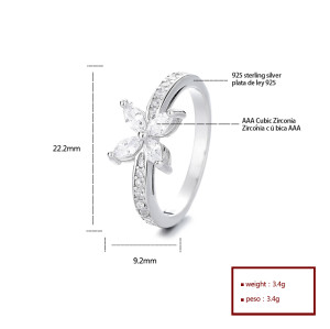 Anillos de compromiso elegantes de circonita cúbica S925 de gama alta para mujer, perfectos para joyería de moda formal, anillo elegante
