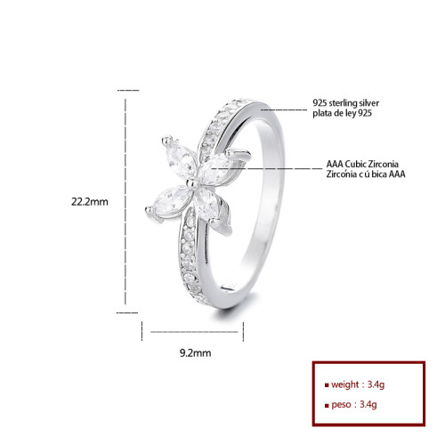 Anillos de compromiso elegantes de circonita cúbica S925 de gama alta para mujer, perfectos para joyería de moda formal, anillo elegante