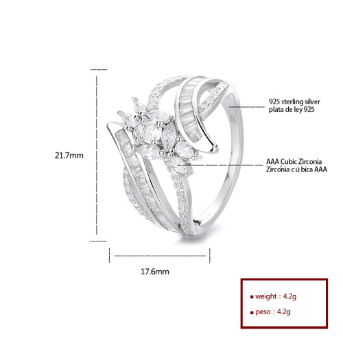 Anillos Elegantes De Plata 925 De Alta Gama Con Circonita Cúbica, Ideales Para Colecciones De Joyería Lujosas, Anillo Impresionante