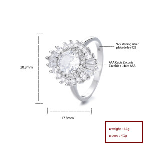 Los anillos de plata S925 de circonita cúbica de lujo son perfectos para anillos de clase de moda de alta gama y eventos especiales