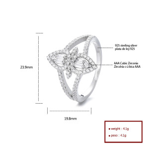 Hermoso Anillo De Plata S925 Con Circonita Cúbica De Alta Gama, Ideal Para Colecciones De Joyería De Lujo, Anillo Glamoroso