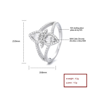 Beautiful High End  Cubic Zirconia S925 Silver Ring Ideal For Upscale Jewelry Collections Glamorous Ring