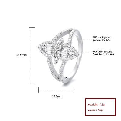 Beautiful High End  Cubic Zirconia S925 Silver Ring Ideal For Upscale Jewelry Collections Glamorous Ring