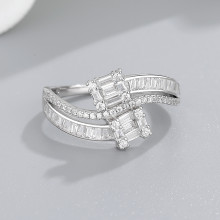 Impresionante Anillo De Circonia Cúbica De Gama Alta, Anillo De Colecciones De Lujo De Plata 925