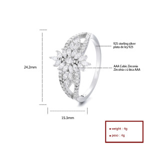 Anillos de plata de circonia cúbica de primera calidad, joyería de alta gama para un anillo elegante y exclusivo