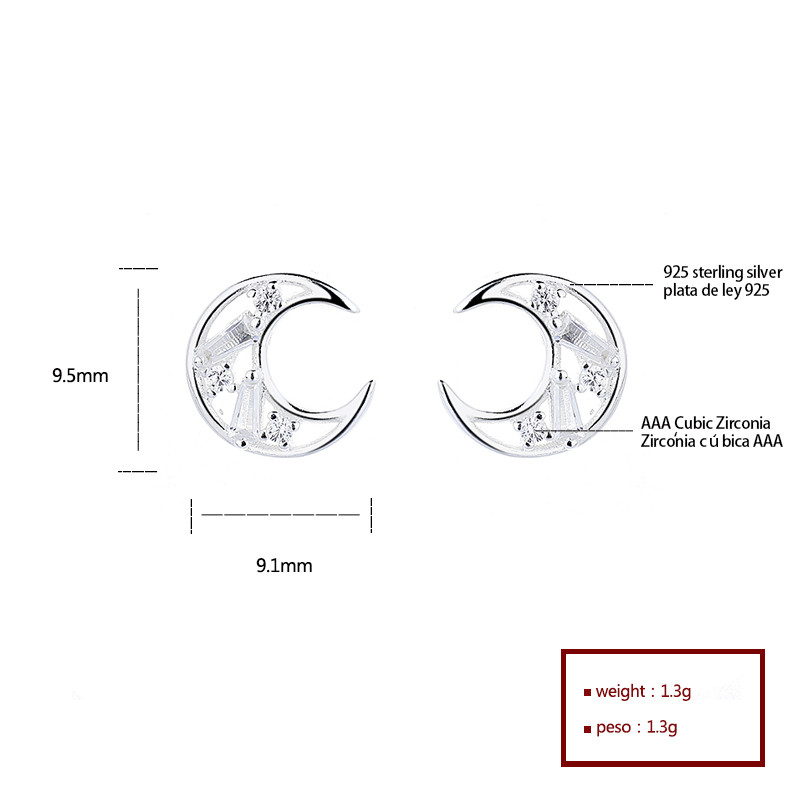 ¡Brillante S925 clavo de oreja CC plateado