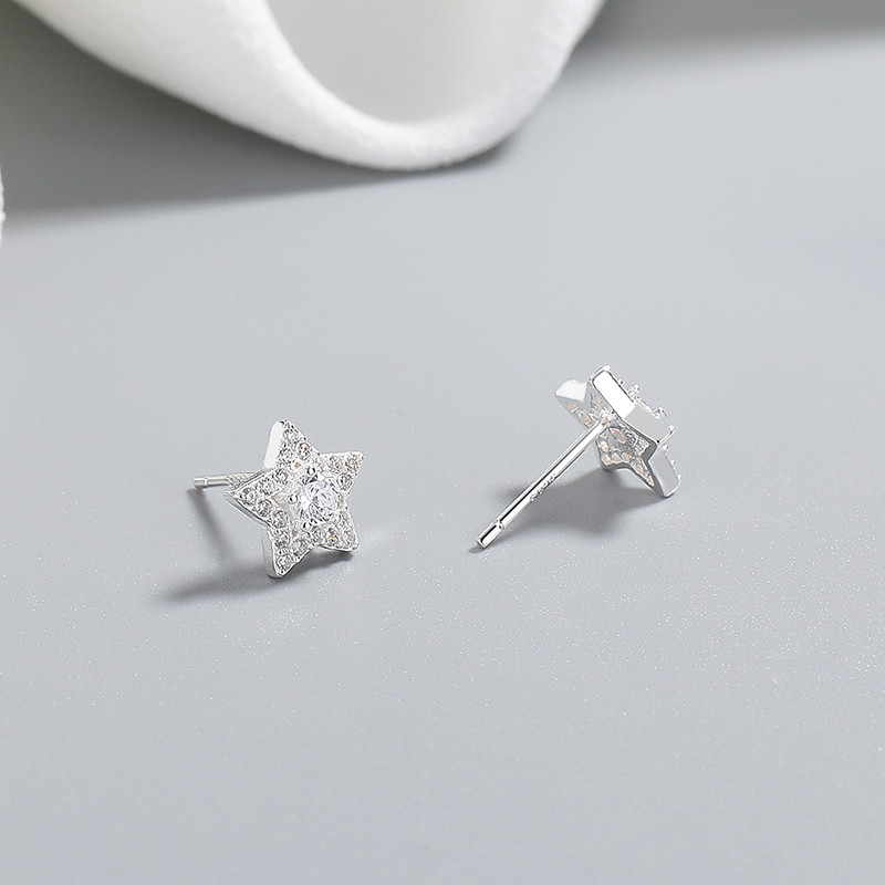 Radiant 925 Sterling Silver Cubic Zirconia Stud Earrings